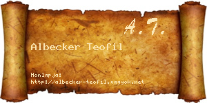 Albecker Teofil névjegykártya
